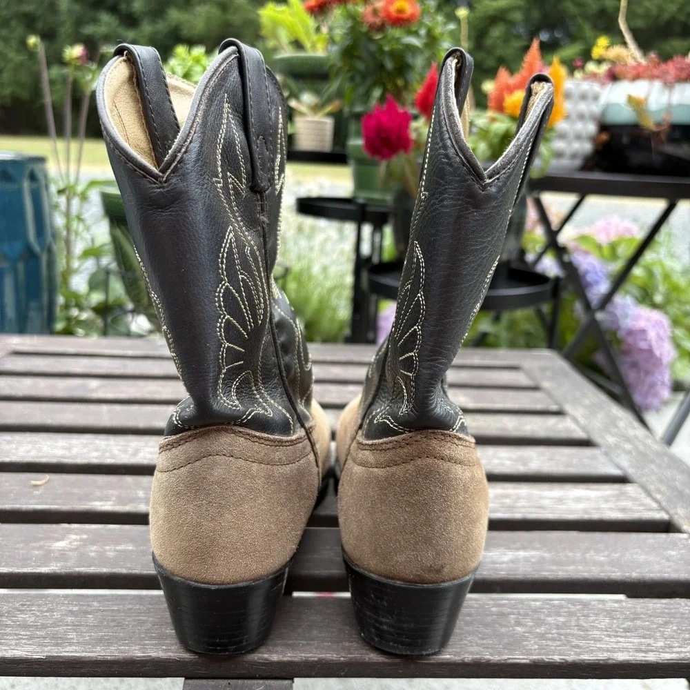 Masterson Kids 2.5 Brown Cowboy Boots Western Rodeo Suede Leather Upper
